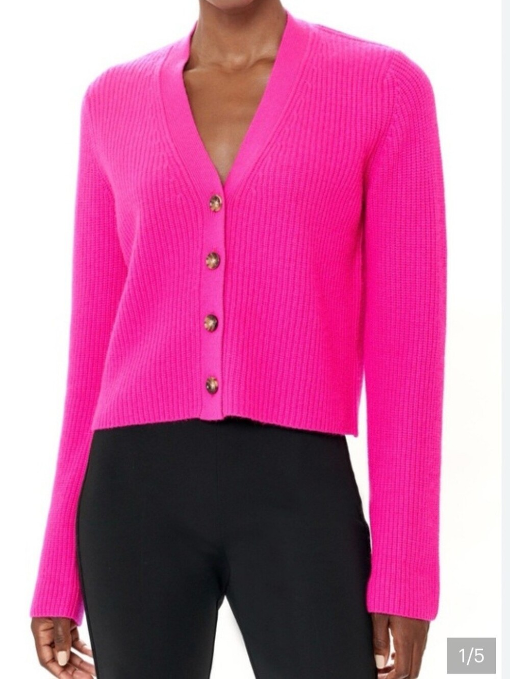 La Ligne Solid Lean Lines Cardigan 100% Cashmere Pink Size Medium